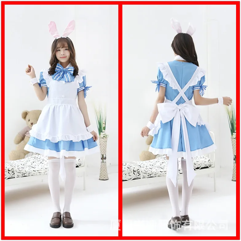 

Maid Costume COS Play Light Blue Anime Maid Costume Maid Uniform Coffee Shop Alice Maid Costume COS