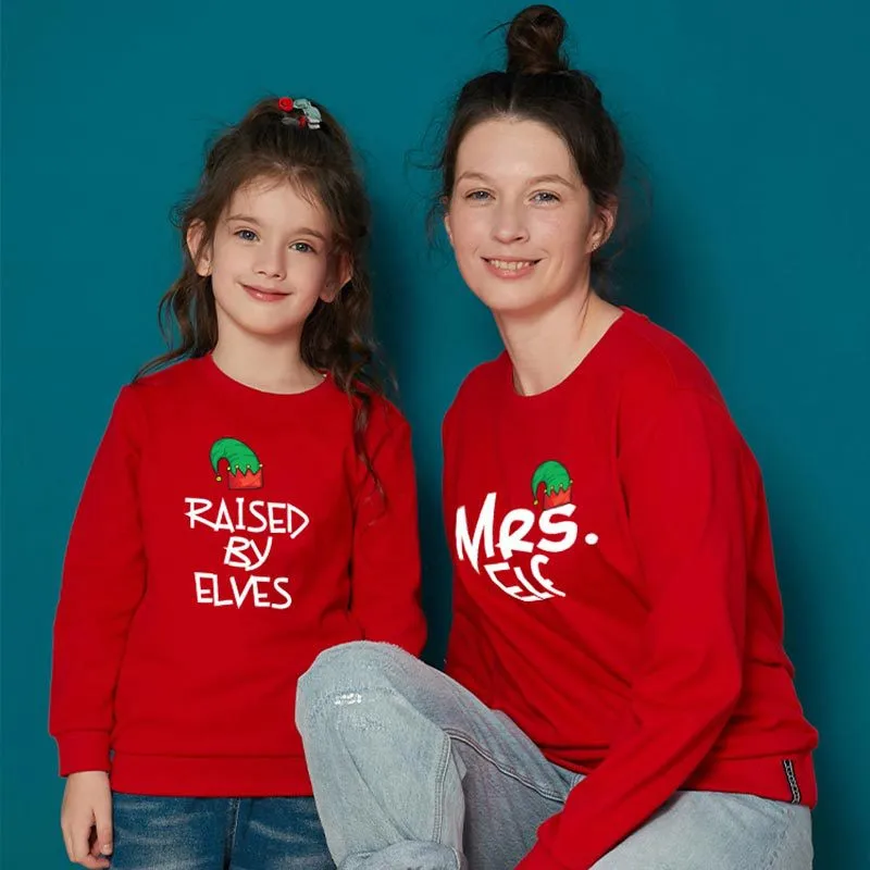 Семейные комплекты свитшот для мамы и дочки с надписью Mr Mrs elf одежда меня