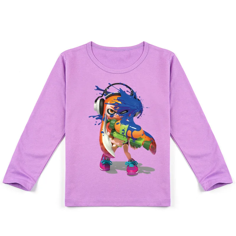 

2021 New Spring Autumn Children Cartoon Splatoon T Shirt Kids Casual Clothing Boutique Boys Outfits Baby Girls Long Sleeve Tops