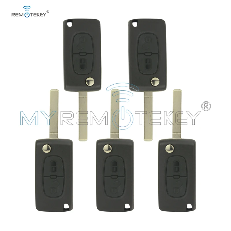 Remtekey 5 шт. CE0536 207 307 308 Автомобильный откидной дистанционный ключ для Peugeot 2 кнопки 434