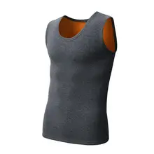Slim Base Shirt Men Underwear Top Thermal Vest Sleeveless Solid Color Warm Double Sided Plush Male Tanks Top Winter