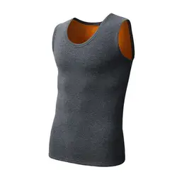 Slim Base Shirt Men Underwear Top Thermal Vest Sleeveless Solid Color Warm Double Sided Plush Male Tanks Top Winter