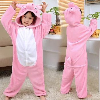 

Kids Christmas Cosplay Animal Unisex Pajamas Children Flannel Pig 1-piece Pajamas NSV775