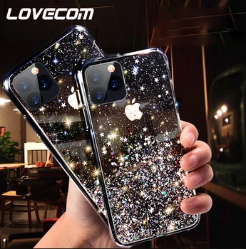 

LOVECOM Gradual Glitter Star Phone Case For iPhone 11 Pro Max XR XS Max 6 6S 7 8 Plus X Soft Epoxy Cute Clear Back Cover Gifts