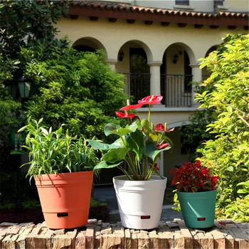 

VOGVIGO 1PC Plastic Color Balcony Indoor And Outdoor Lazy Water Storage Thickened Large Round Water Storage Flowerpot