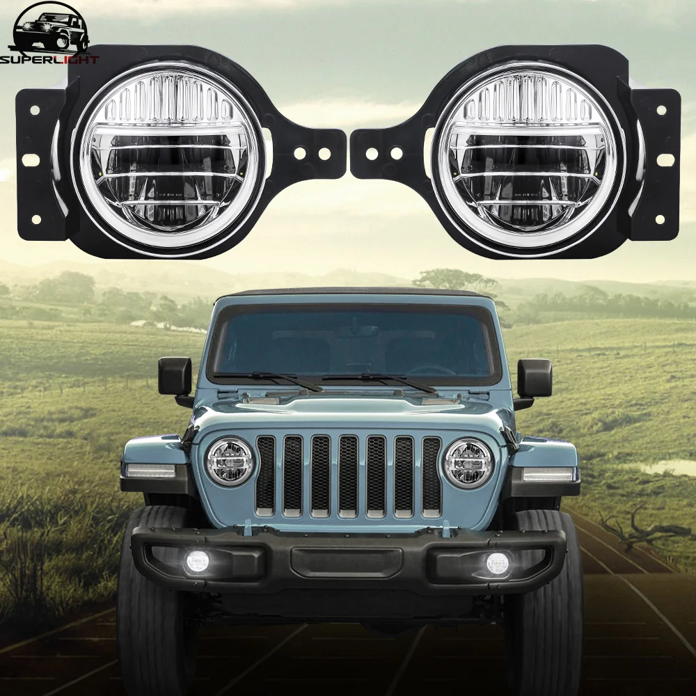 

SUP-LIGHT 4" LED Fog Lights DOT Approved 40W Fog Lamp for Jeep Wrangler JL 2018 2019 Pair 6500k,9V-16V,Plug&Play