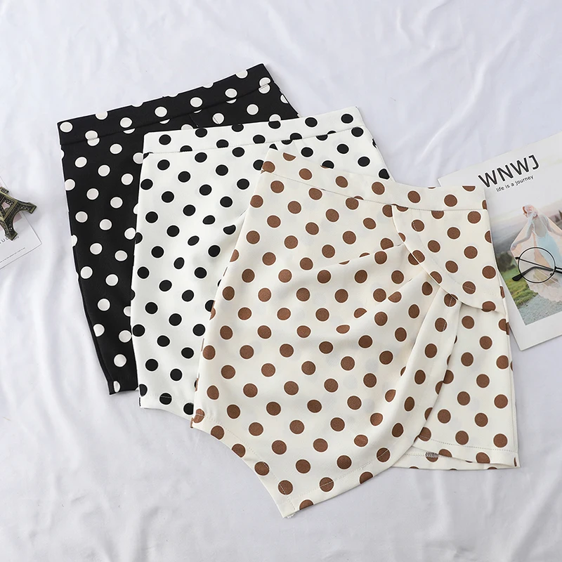 

Heliar Irregular Polka Dot A Line Midi Skirt Casual Skirt Female Autumn Mid Waist Summer Skirt Casual OL A Line Skirt For Women