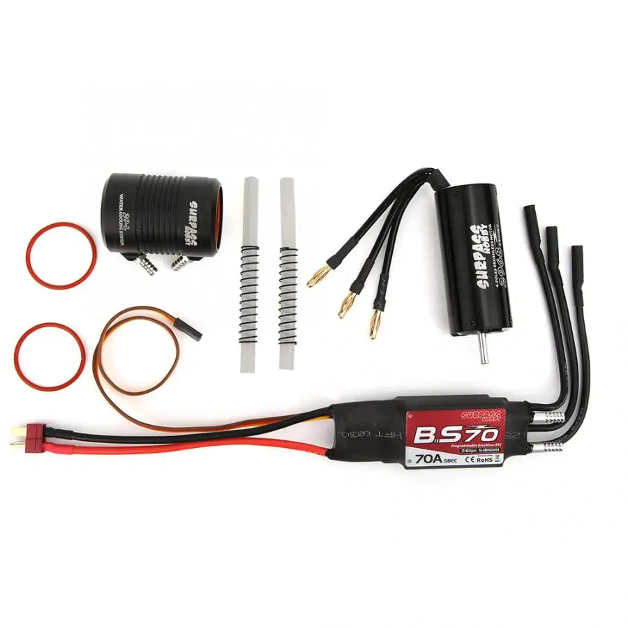 

2968 2800KV 100A 1800W Motor with Replaceable Rotor and 70A RC Boat ESC with Water Cooler Cover for RC Boat Accessory Parts