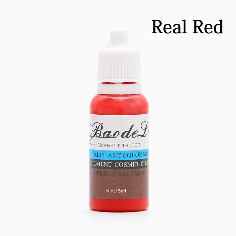 Real Red Краски для татуажа бровей 15 мл Microblading полу-долговременного тату макияжа живое растение красота бровь, карандаш для глаз, губы пигмент татуировки - Цвет: Real Red