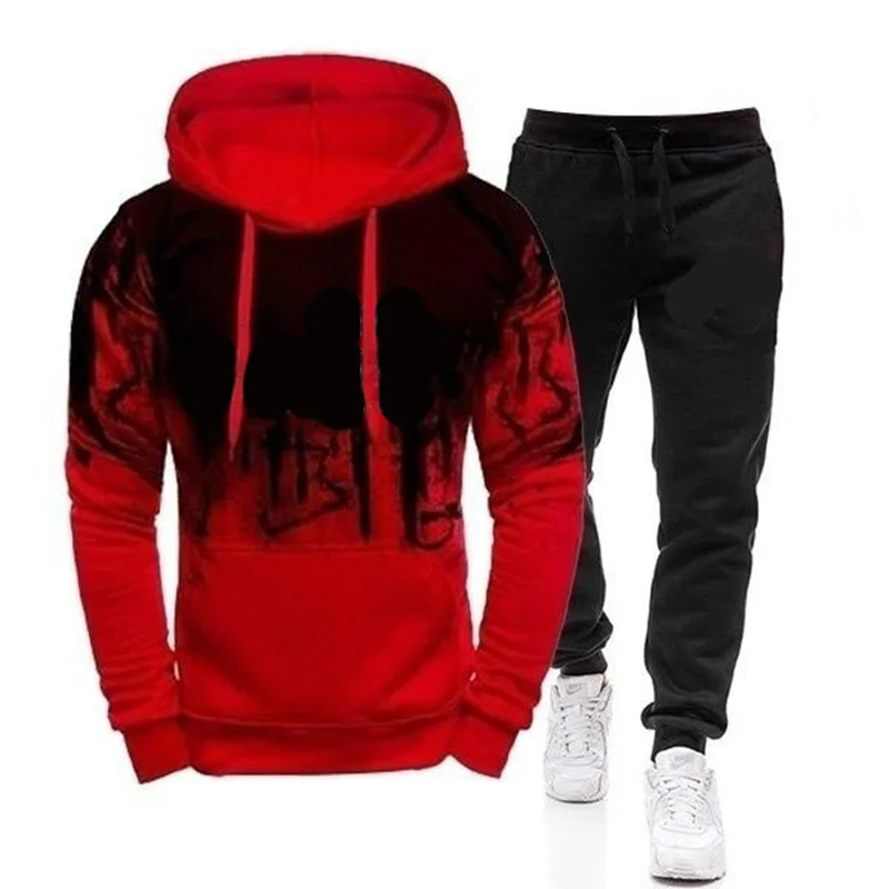 

2020 new men's casual fashion solid color sweater men's long-sleeved sports hooded suit