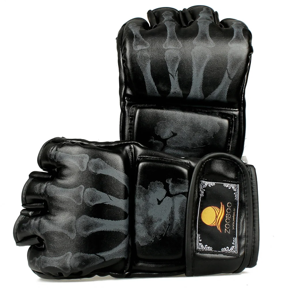 

Zooboo Boxing Gloves Fight Punching Half Mitts PU Leather Sparring Grappling MMA Half Finger Boxing Gloves Mitts Sanda