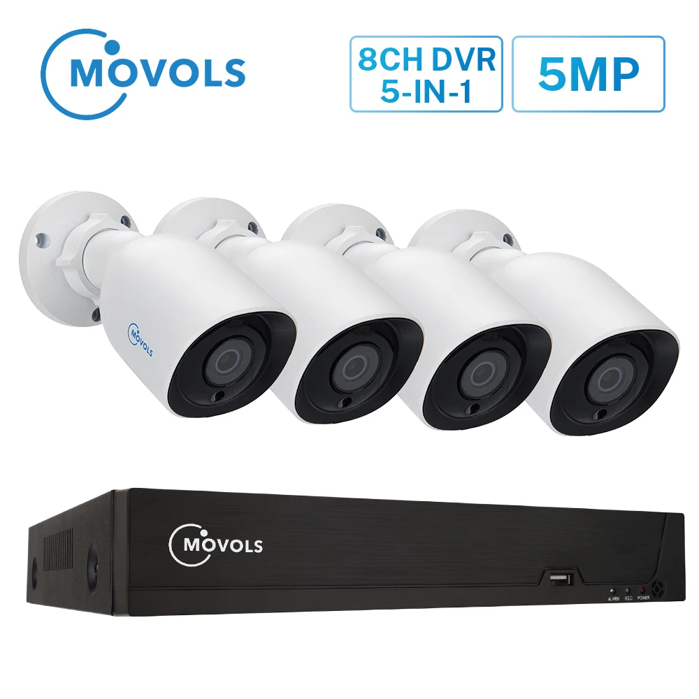 

MOVOLS H.265 Video Surveillance System 5MP HD H.265 DVR 4PCS CCTV Camera Night Vision Waterproof Security Camera System Kit