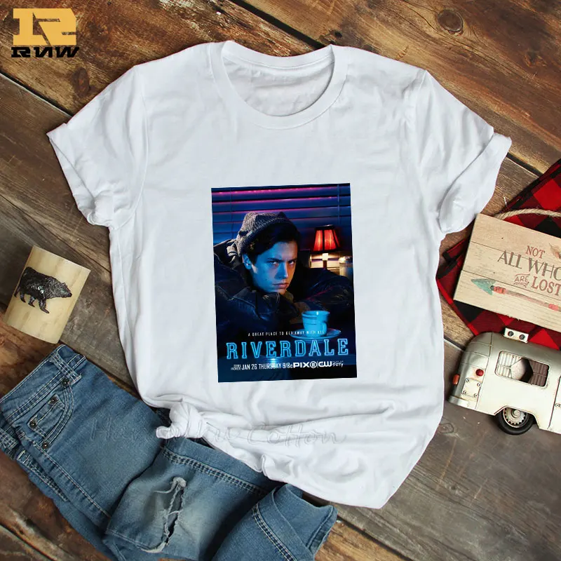 

Riverdale Jughead Jones Women Cotton Short Sleeve T Shirt South Side Serpents Female White Print T Shirts Snake Streetwear Tees