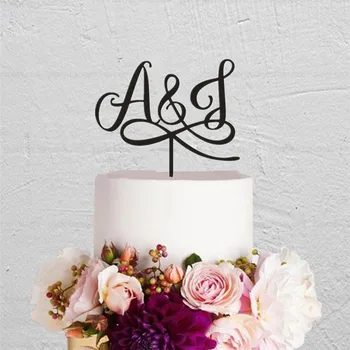 

Personalized Bride Groom Initials Wedding Cake Topper Acrylic Custom Anniversary Engagement Cake Accessory Party Decorations