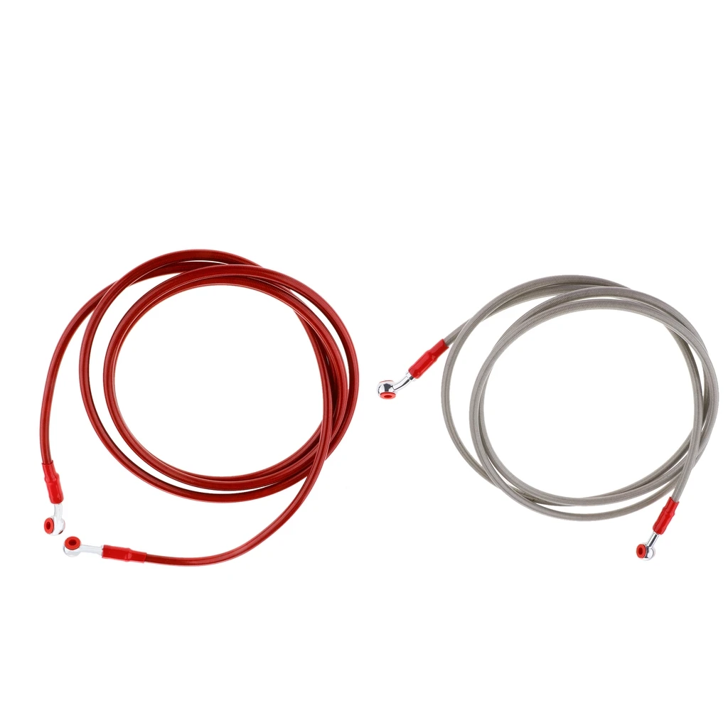 230 см тормозной Масляный шланг трубы пластиковые плетеные, подходят для мотоцикла мотоцикл-красный+ серебристый