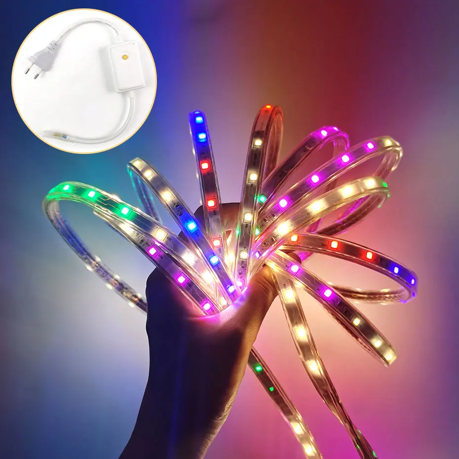 Светодиодные ленты 220V Цвет изменение светильник лента Гибкая светодиодная RGB s
