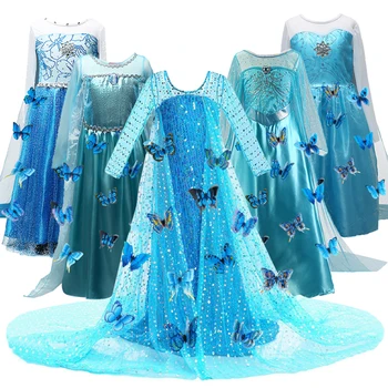 

Princess Elsa Dress for Girls Kids Christmas Cosplay Snow Queen 2 Elza Anna Costume Children Carnival Birthday Party Clothing