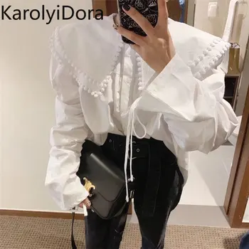 

Alien Kitty Palace Style 2020 Office Lady Ruffles Thicken Drawstring High Quality Hot All-Match Loose Stylish Women Shirts