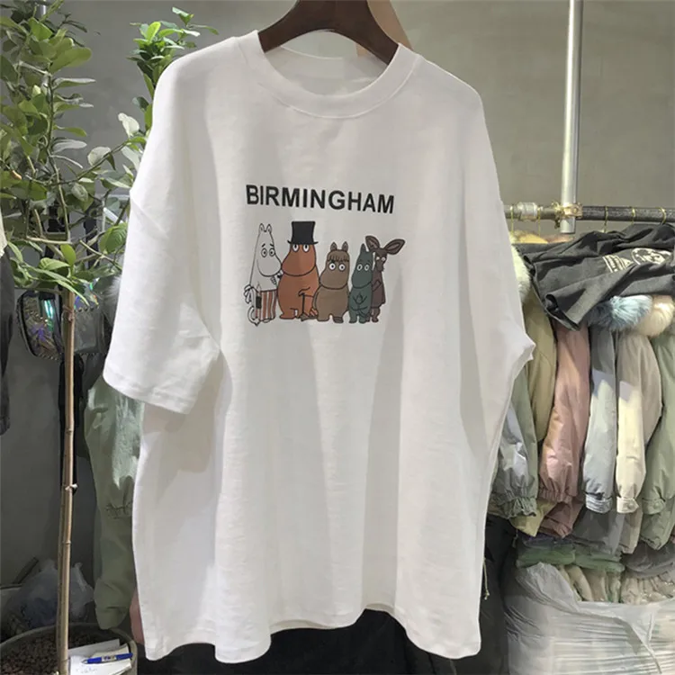 Cute Little Dinosaur Pattern Printed T-Shirt Summer Loose Large Size Multi-Color Cartoons Japanese Tops Y2k Casual Cotton Tees Cute Little Dinosaur Pattern Printed T-Shirt Summer Loose Large Size Multi-Color Cartoons Japanese Tops Y2k Casual Cotton Tees