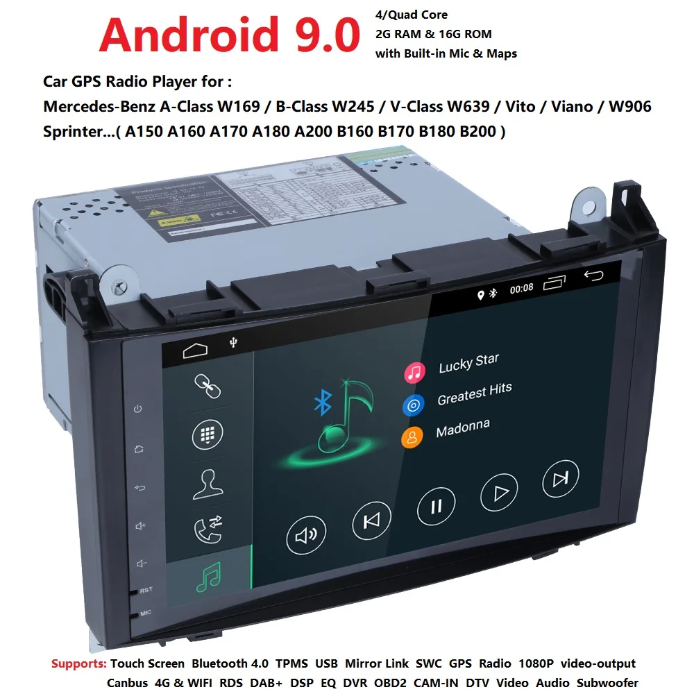 Cheap Ossuret Android 9.0 2Din Car DVD GPS for Mercedes Benz B200 A B Class W169 W245 Viano Vito W639 Sprinter W906 Wifi BT FM/AM SWC 2