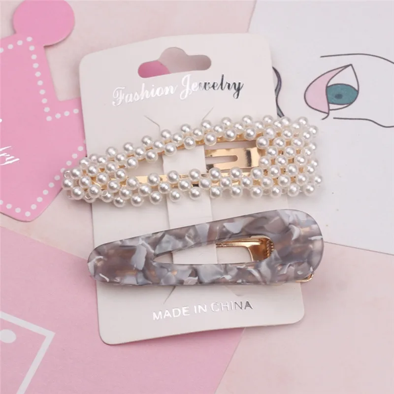 Pinksee 2 шт./компл. элегантные шикарные заколки для волос с искуственным жемчугом заколки из ацетата для женщин девочек мода заколка аксессуары для волос - Окраска металла: EB