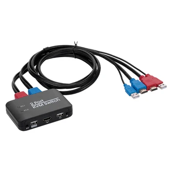 

2 Port KVM Switch USB2.0 HD 2.0 4K Support U Disk Hot-key Switching LED Switch Channel IR Remote Control Mouse&Keyboard