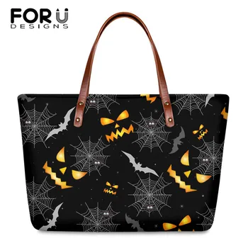 

FORUDESIGNS Women Fashion Handbag Cute Halloween Pattern Large Capacity Ladies Shoulder Bag Brand Female Tote Bag Bolsa Feminina
