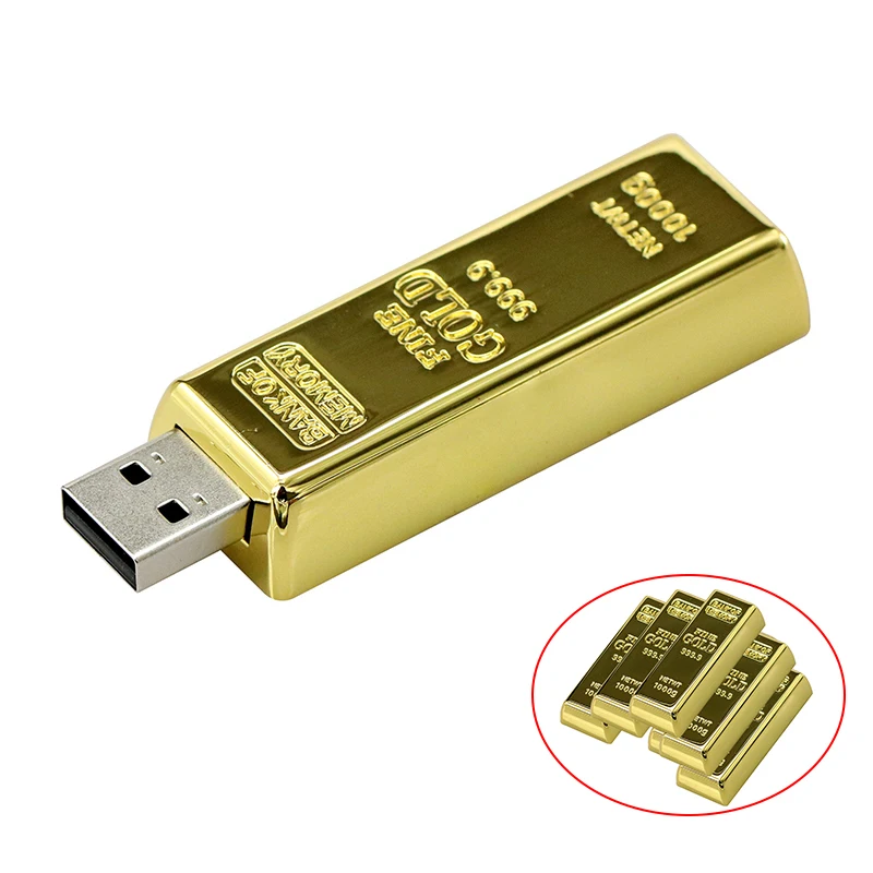 Прямоугольные металлические золотые ручки USB 2 0 bullion Gold bar U disk 128 ГБ 256 16 32 64 8 4