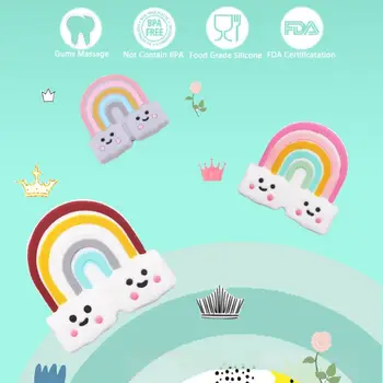 

5pcs Silicone Baby Teether Rainbow Beads Pacifier Infant Teething Soother Toys 57BF