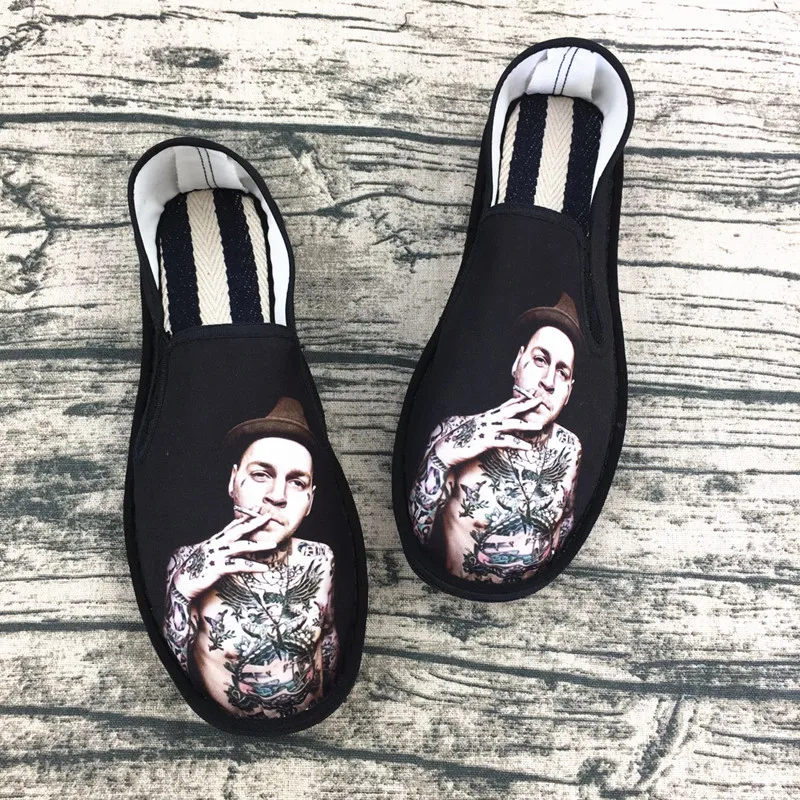 

Spring New Style 3D Printed Social Online Celebrity Handmade Casual Unisex Shoes Xishan hua bu xie Trend Couples Canvas Shoes