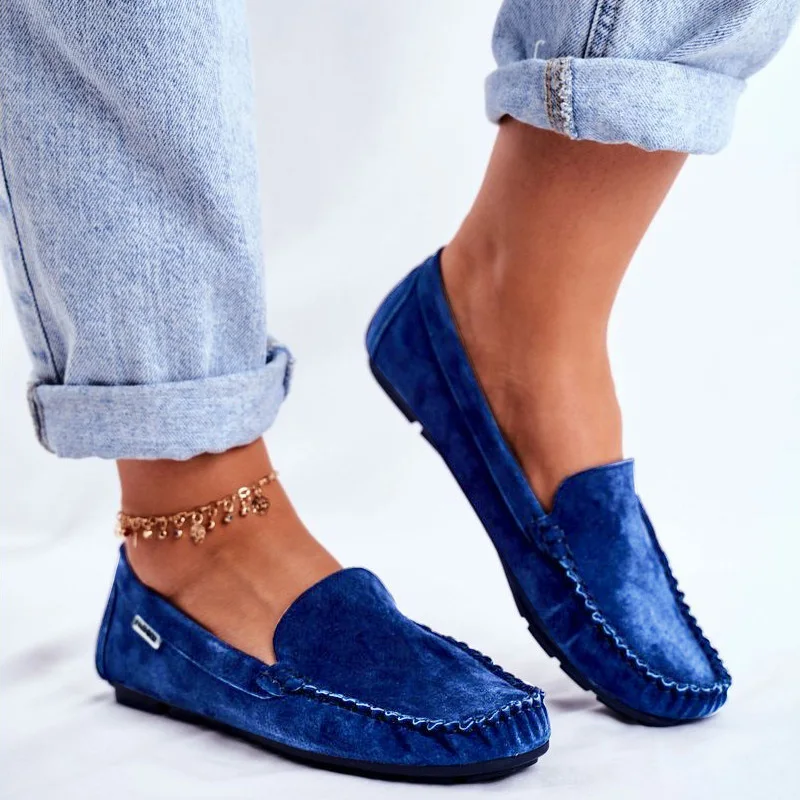 Mocasines antideslizantes para mujer, mocasines con goma que se borra suave, hechos a mano, costura de gamuza, suela de goma antideslizante, cómodos, al por mayor