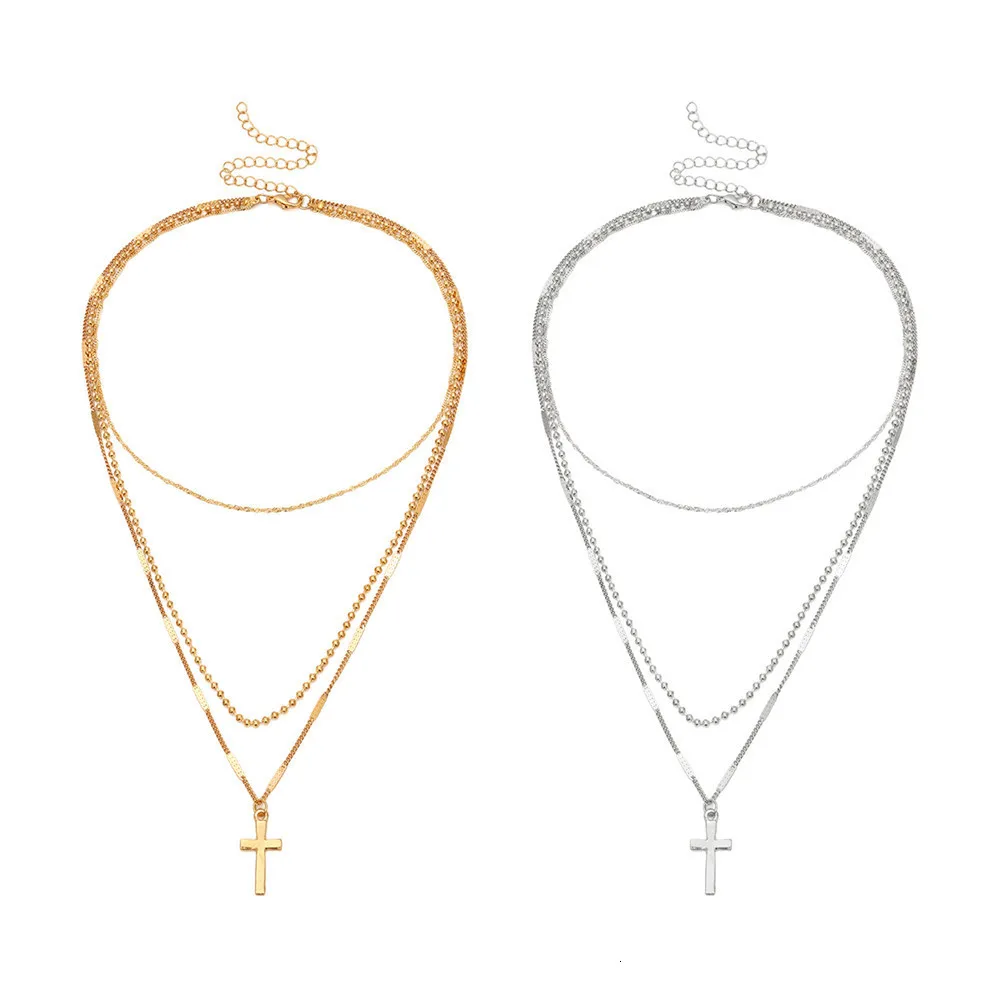 Double Layer Cross Choker Necklace
