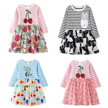 Зима-осень Модная одежда для детей, Детская мода платье для девочек с принтом «фрукты» в полоску с изображением героев мультфильмов животных платье принцессы наряд vestido bebe فساتين اطفال Z4