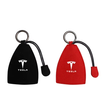 

Car Key Case For Tesla Model X Remote Fob Key Shell Stitching PU Leather Case Cover Holder