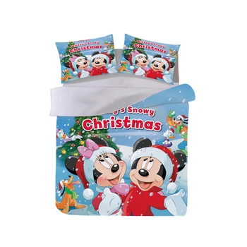 

Disney Mickey Minnie Christmas Bedding Set Duvet Cover Pillowcase Adult Children Gift Queen King Size Bedding Set Luxury