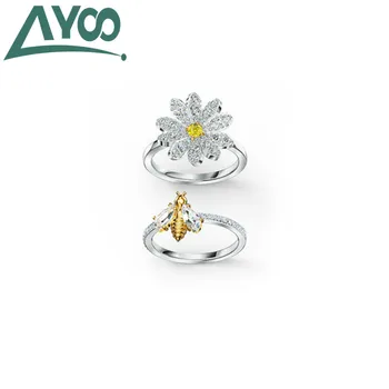 

AYOO high-quality SWA 1: 1 new simple and elegant love magic small daisy shape ring small bee ring set for girlfriend gift