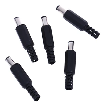 

5PCS DC Power Plugs Male Jack Connectors For Welding Line Black DC Power Male Plug Jack Adapters 5.5*2.1mm