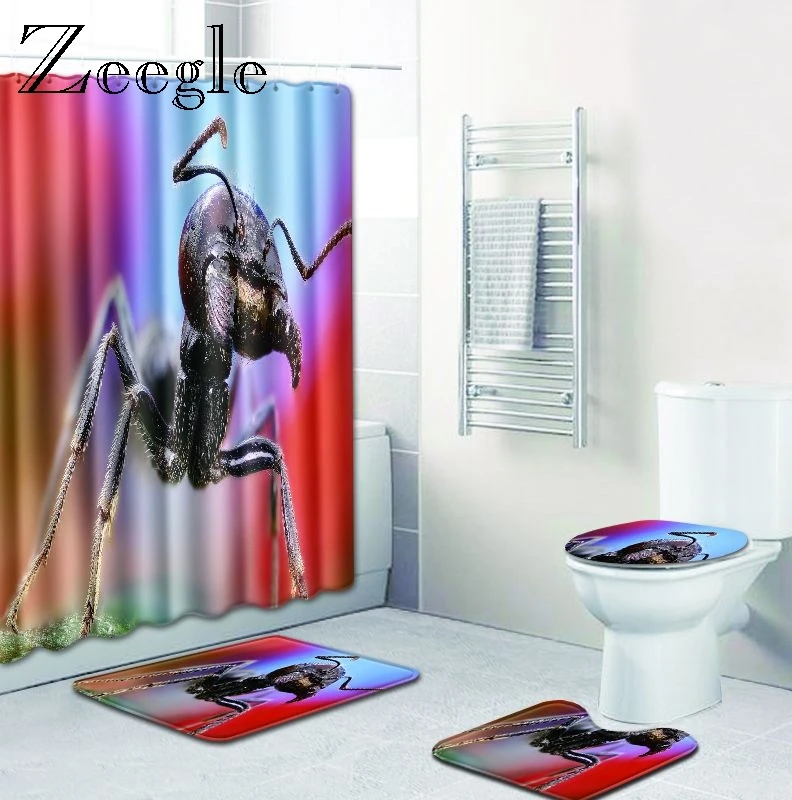 Zeegle Ant Bath Mat Set Natural Bathroom Mat Set Modern Soft Mat for Toilet Decoration Washable Toilet Rug Lid Toilet Cover