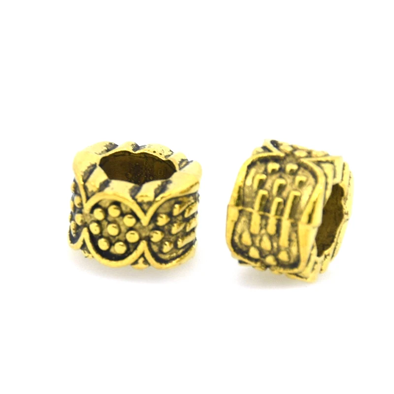 20pcs Antique Golden Metal Carved Tube Spacers Beads For Jewelry Making