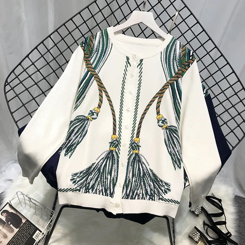 cardigan Осень, Новинка осени, 3D кардиганы с принтом, Женский шифоновый вязаный кардиган в стиле пэчворк, официальная осенняя одежда, Топ - Цвет: cardigan