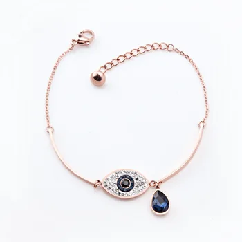 

New version of the new hot blue crystal devil's eye bracelet full of drill bracelet titanium steel diamond bracelet hotsale