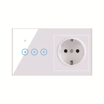 

Bakeey 2 In 1 1/2/3 Way Wall Smart Switch Socket Touching Tempered Glass Smart Light Controlling Panel Work With Ewelink Smart