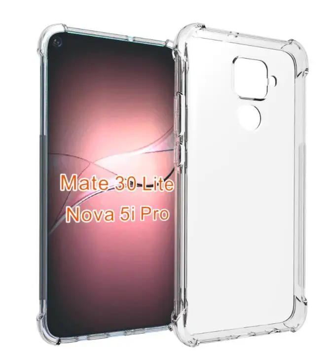 Для huawei mate 30 Lite& huawei nova 5i Pro Чехол+ закаленное стекло Мягкий ТПУ гелевый защитный силиконовый прозрачный чехол для телефона