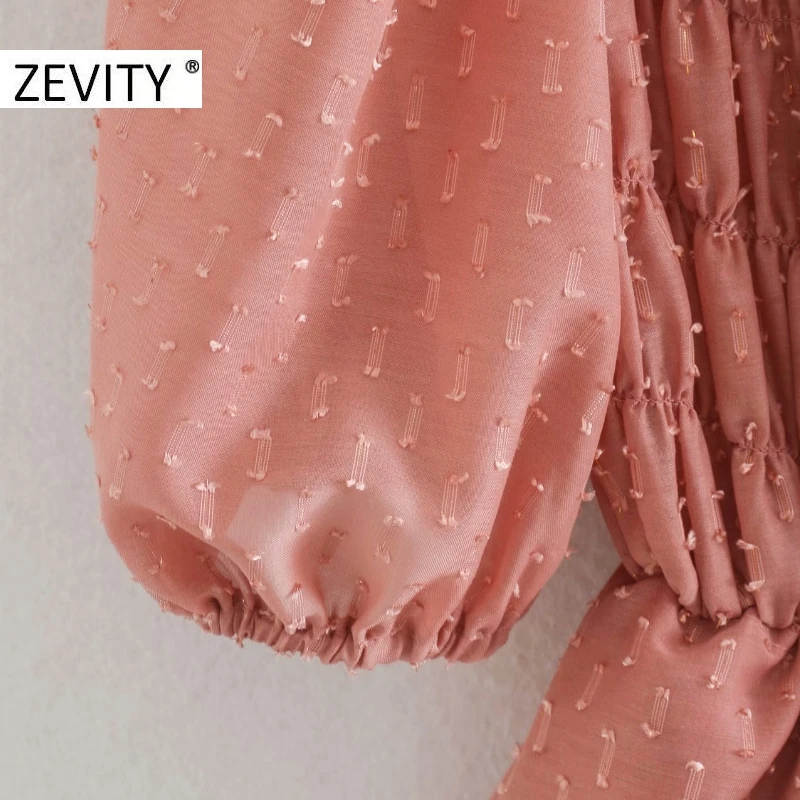 ZEVITY New women sweet o neck puff sleeve chiffon dress female elastic double layer casual vestido chic ruffles dresses DS4509