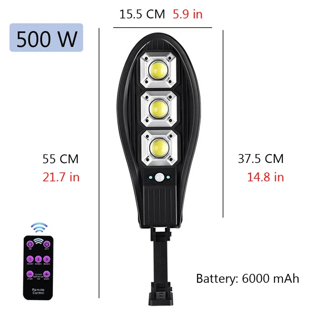500 watts LED Solar Light Outdoor Solar Lamp Powered Sunlight Waterproof PIR Motion Sensor Street Light for Garden Decoration B