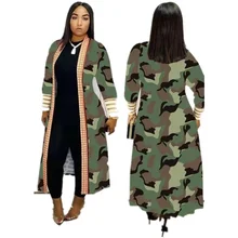 

Long Coat Actual Photo Latest Stunning Painting Pattern Back Trench Coats Elegnat Long Sleeves V Neck Cardigan Autumn Winter New