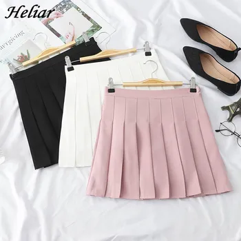 

HELIAR Plain Pleated Preppy JK Skirt Campus Mini Skirt Micro Beach Skirt Korean Style Skirt A-Line High Waist Casual Skirt Femme