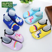 Детские пляжные сандалии с единорогом для занятий водными видами спорта; детская обувь с открытым носком; акваобувь; морские кроссовки; носки для купания с героями мультфильмов; тапочки для дайвинга для мальчиков и девочек