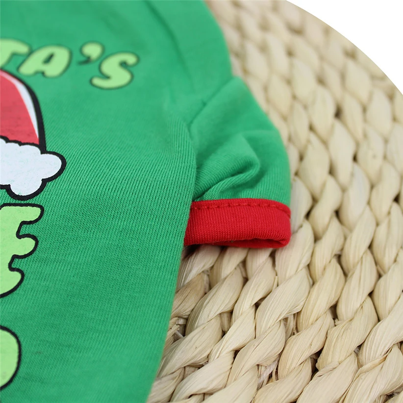 Transer SANTA'S LITTLE HELPER зеленая одежда для собак Рождественская футболка для собак костюм для кошек одежда для маленьких собак 9107