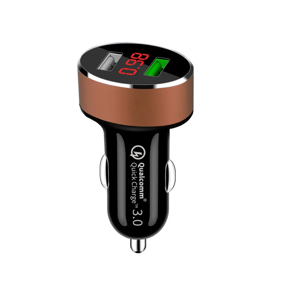 DSYCAR 1 шт. QC 3,0 универсальное автомобильное зарядное устройство с двумя usb-портами, мини зарядное устройство для быстрой зарядки, светодиодный дисплей для всех устройств IOS Android Smart